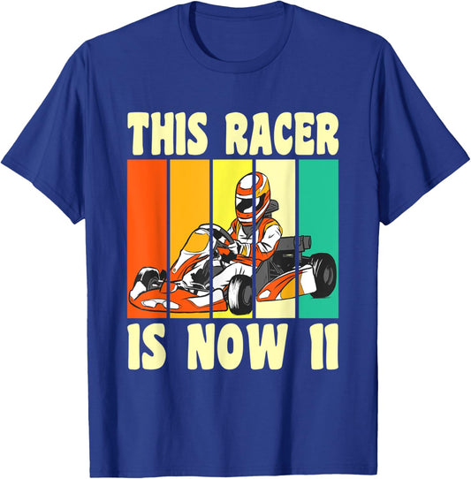 Happy 11 Birthday 11 Year Old Vintage Go Cart 11th Birthday T-Shirt - T-Shirt | Royal