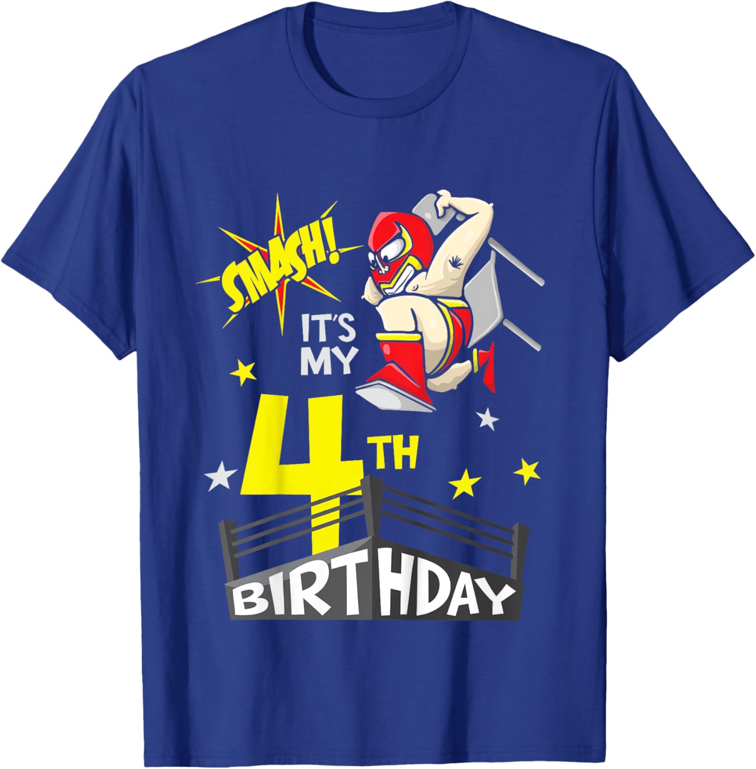 Kids Kids It's My 4th Birthday 4th Birthday Shirt Boy, Wrestling T-Shirt - T-Shirt | Royal