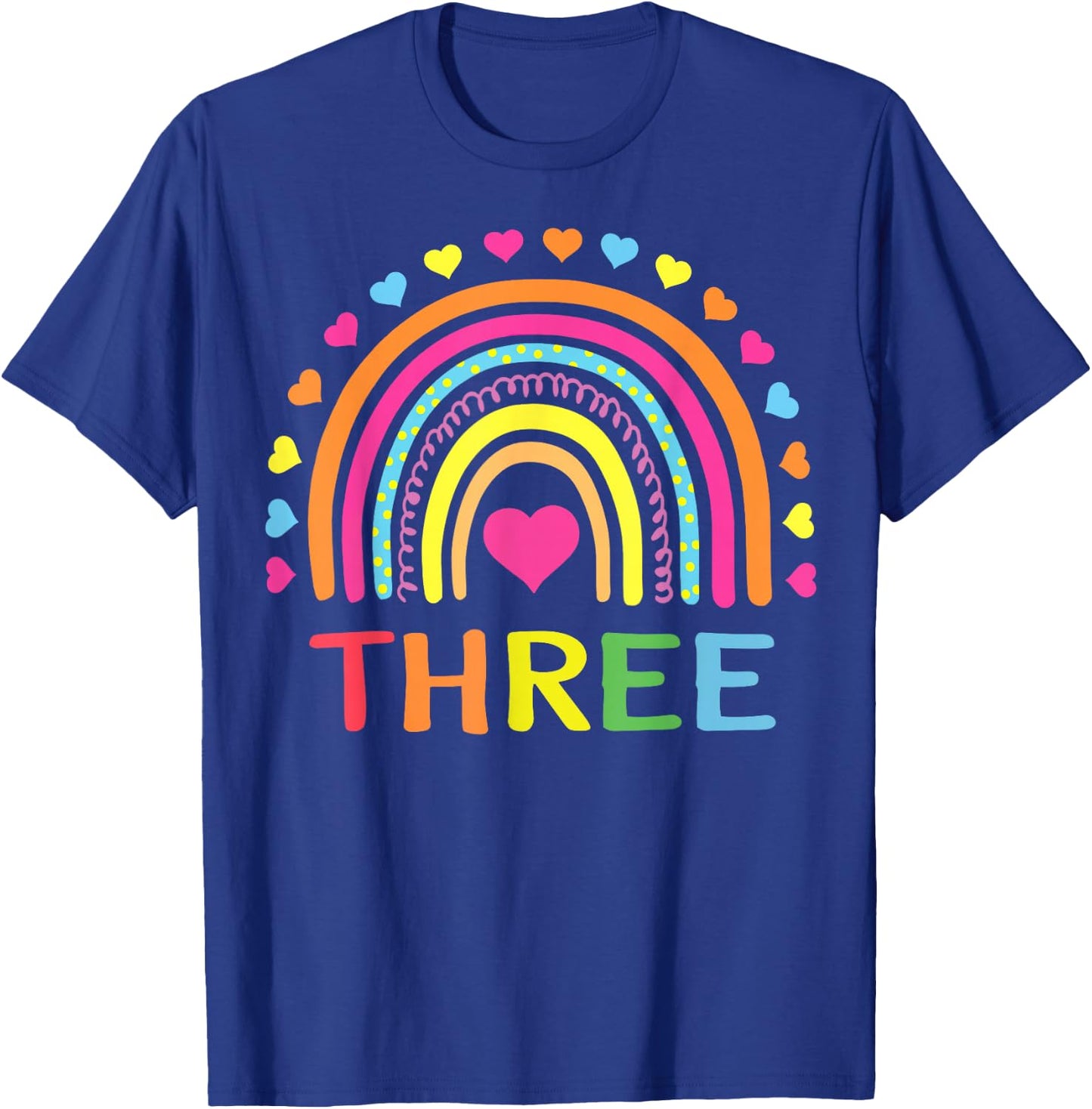 3 Years Old Rainbow 3rd Birthday Gift Girls Boys Kids T-Shirt - T-Shirt | Royal