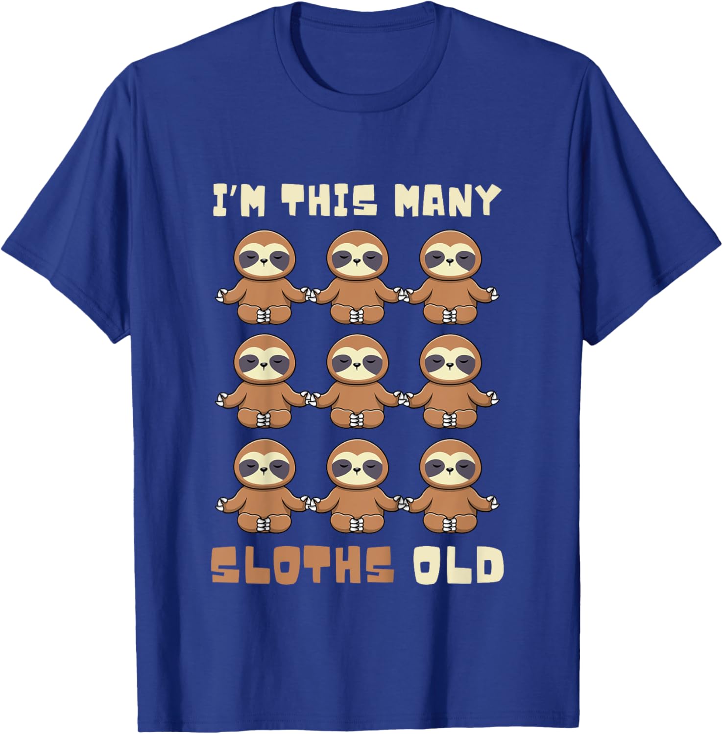 Kids I'm This Many Sloths Old Sloth 9th Birthday 9 Years Old Bday T-Shirt - T-Shirt | Royal