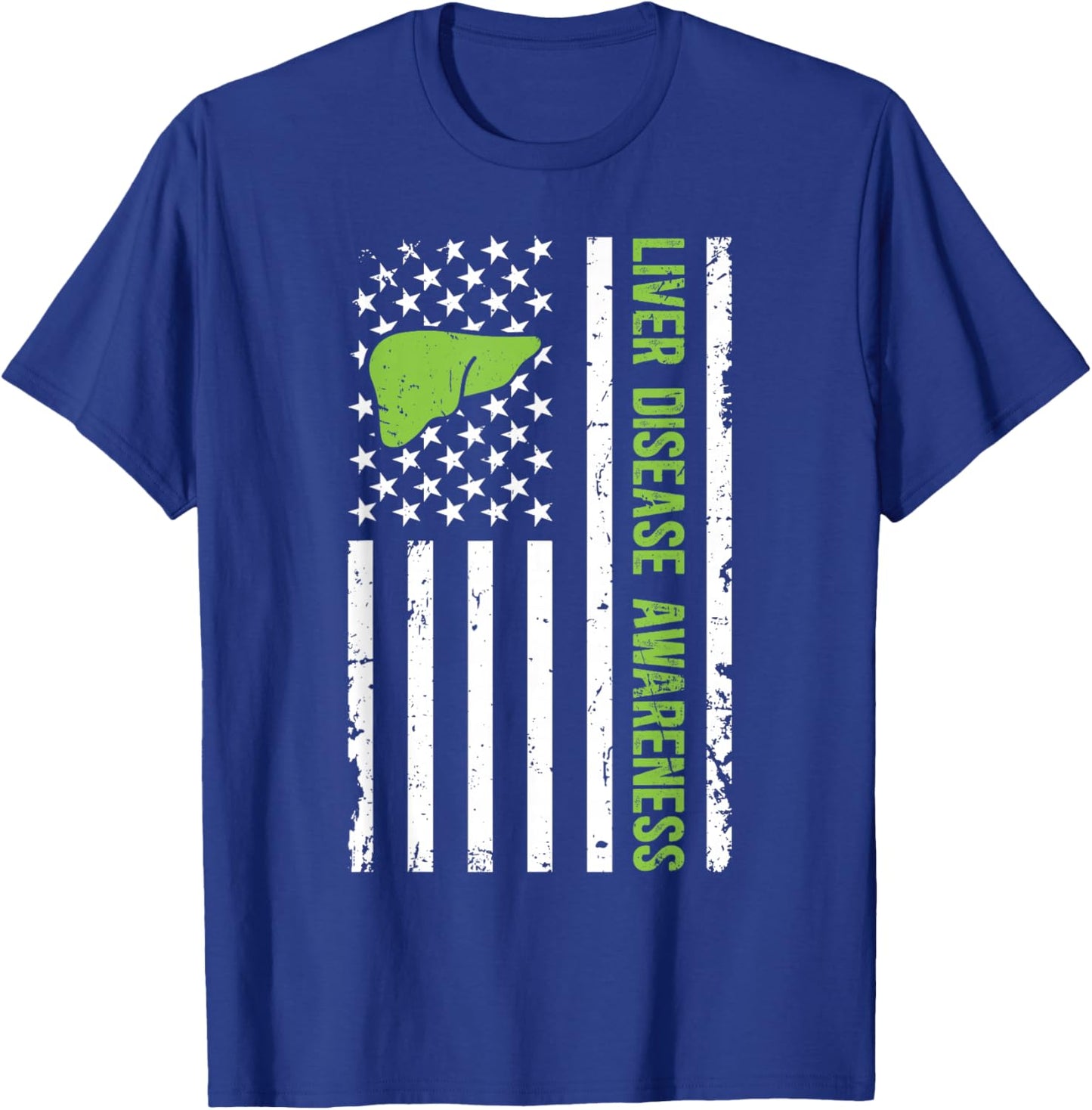 Liver Disease Awareness Month US Flag Liver Disease Warrior T-Shirt - T-Shirt | Royal