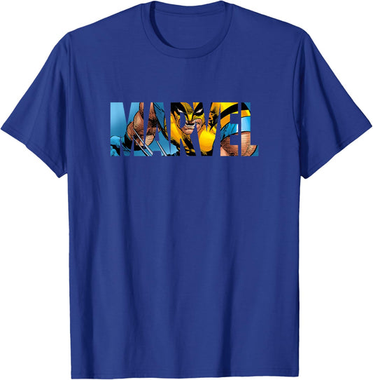 Marvel X-Men Wolverine See Through Retro Logo T-Shirt - T-Shirt | Royal