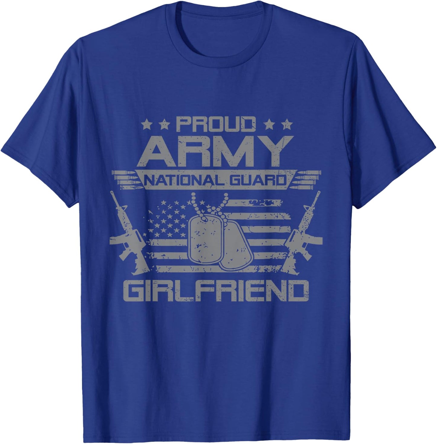 Proud Army National Guard Girlfriend Flag USA Military T-Shirt - T-Shirt | Royal