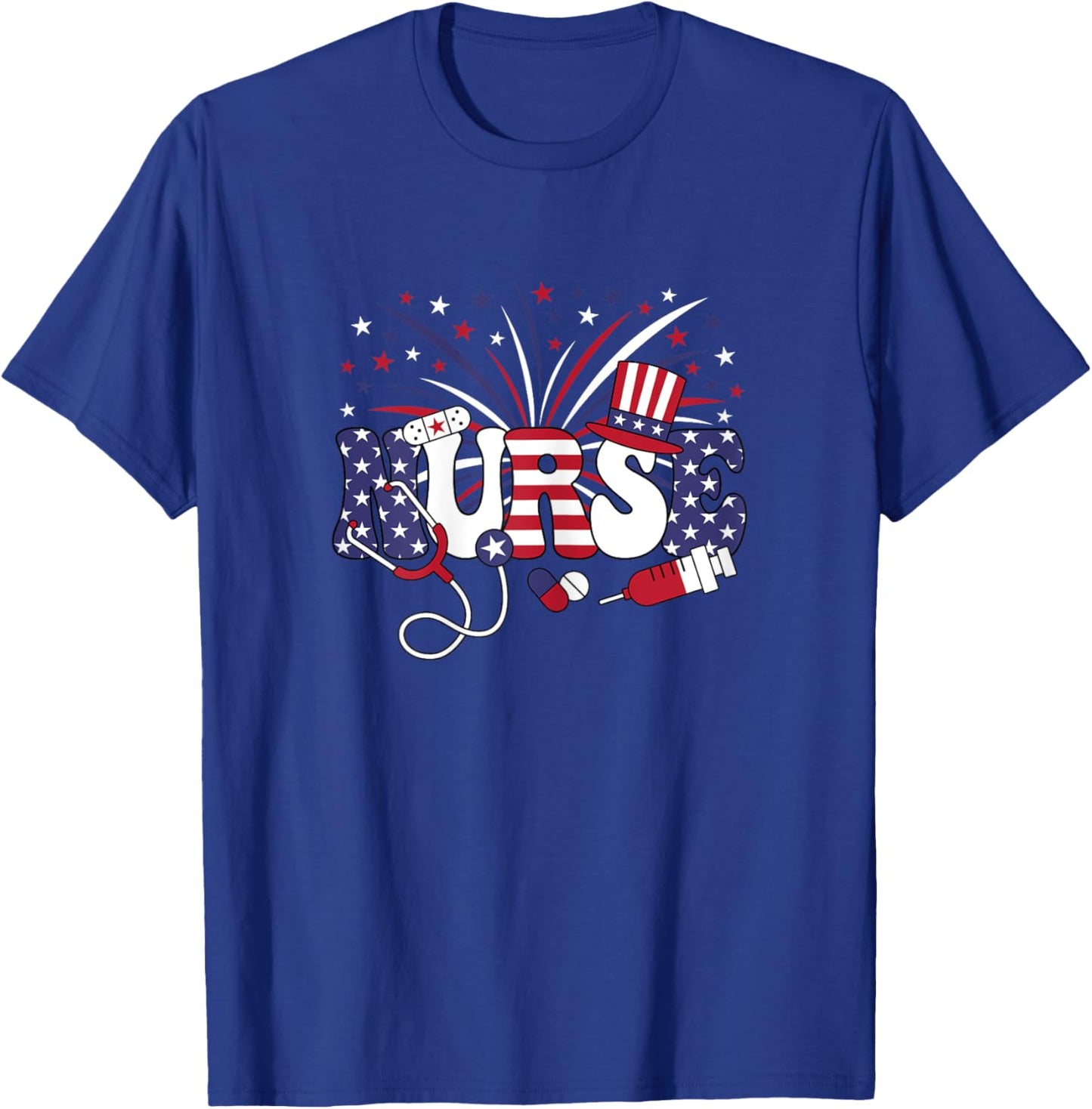 4th Of July Patriotic Nurse American Flag USA Nursing Women T-Shirt - T-Shirt | Royal