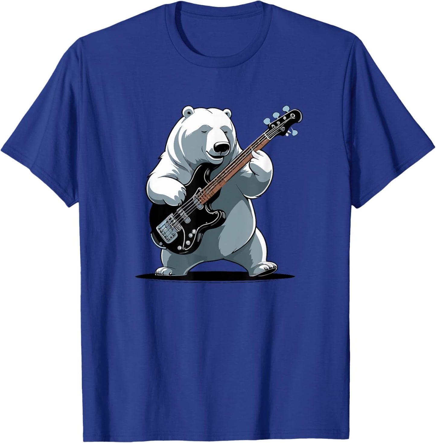 Bear playing Bass Guitar, Polar Bear Guitarist T-Shirt - T-Shirt | Royal