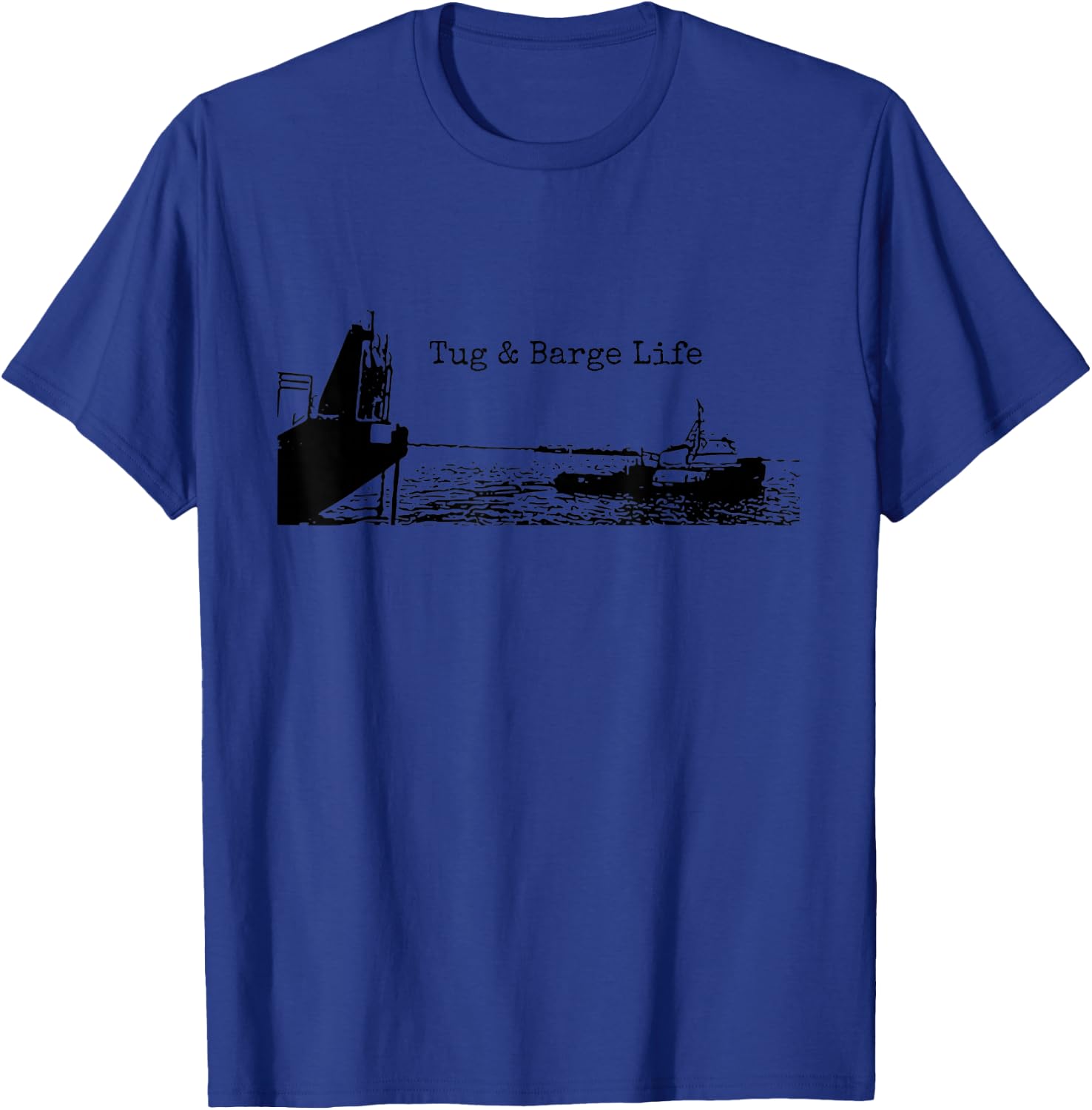 Tug and Barge Life Tugboat Black and White T-Shirt - T-Shirt | Royal