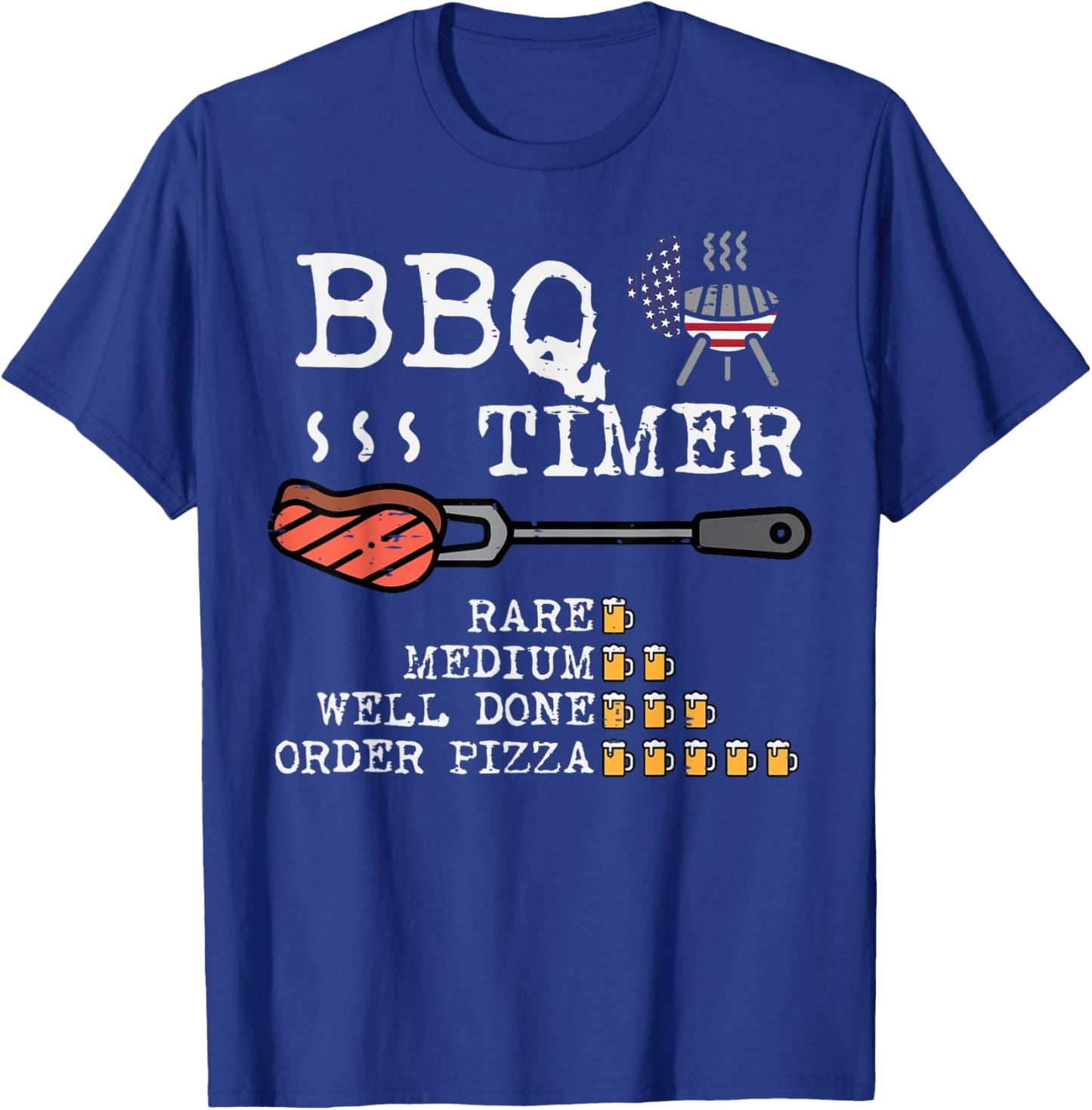 Bbq Timer Flag Funny Barbecue Grill 4th July Dad Grandpa Men T-Shirt - T-Shirt | Royal