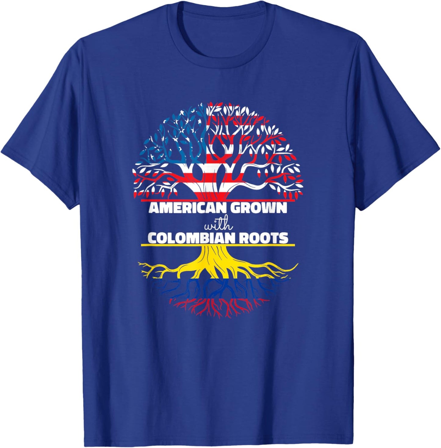 American Grown Colombian Roots Usa America Colombia Flag T-Shirt - T-Shirt | Royal