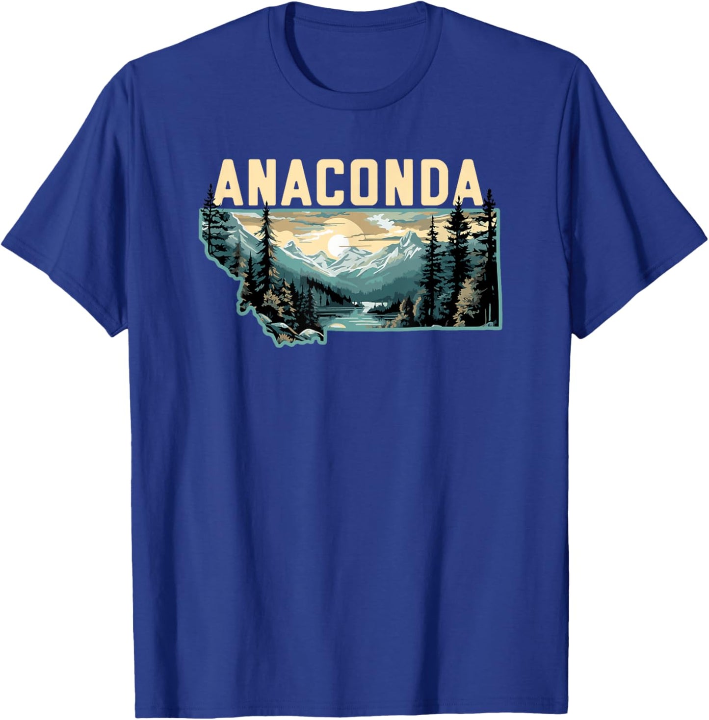 Anaconda Montana Outdoor Art Retro Hiking T-Shirt - T-Shirt | Royal