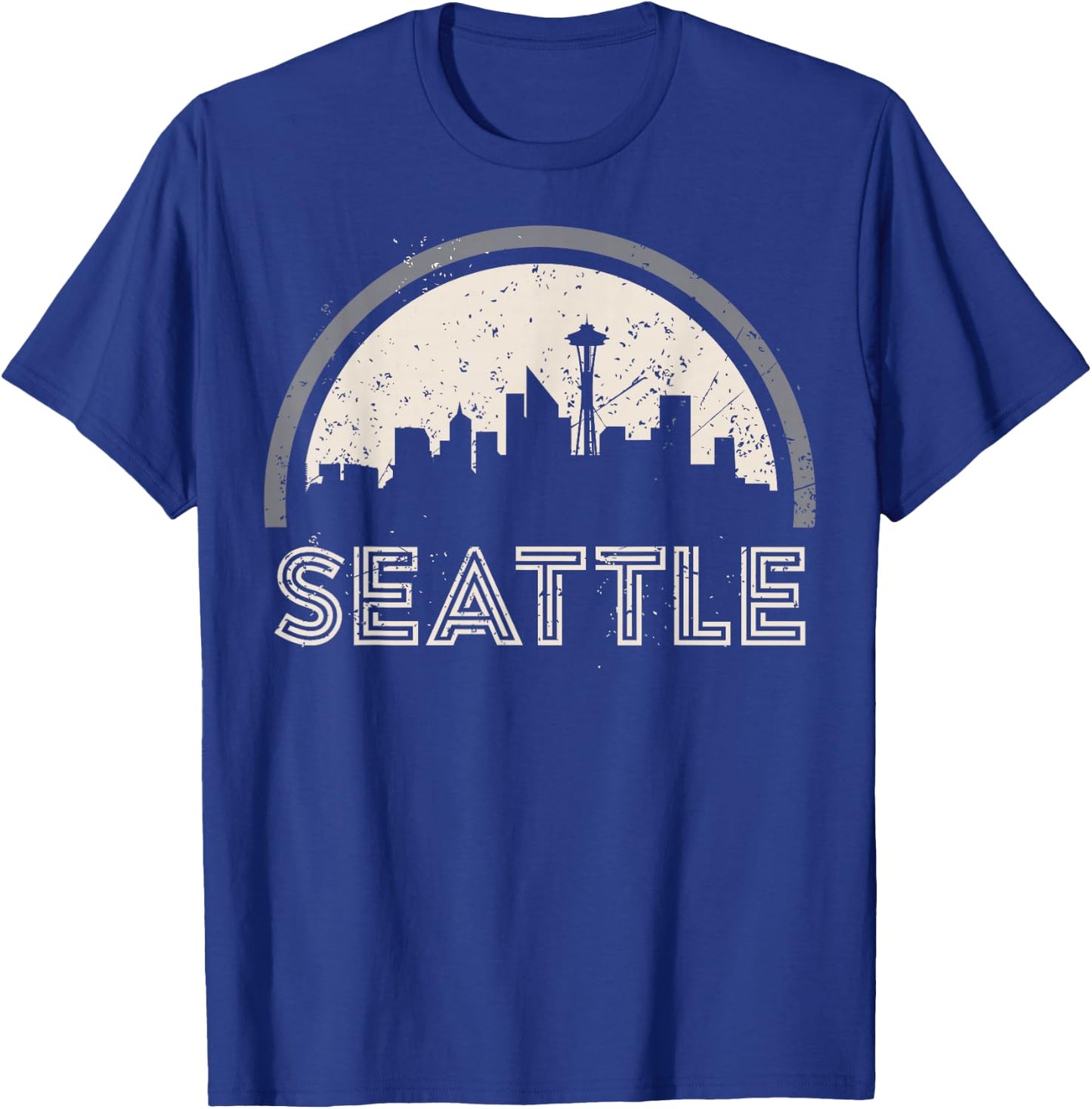 Grunge Seattle Skyline Distressed Look design T-Shirt - T-Shirt | Royal