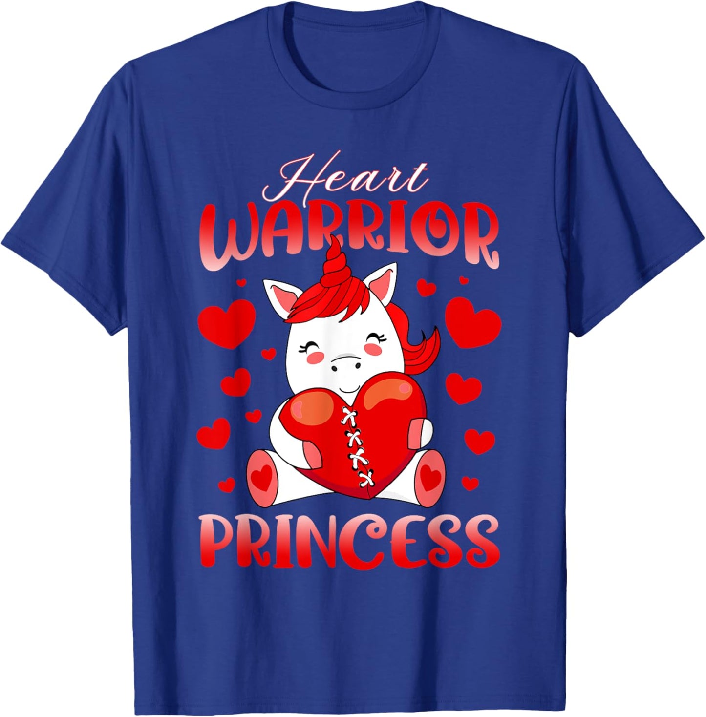 Heart Warrior Princess Heart Disease Red Ribbon Unicorn Girl T-Shirt - T-Shirt | Royal