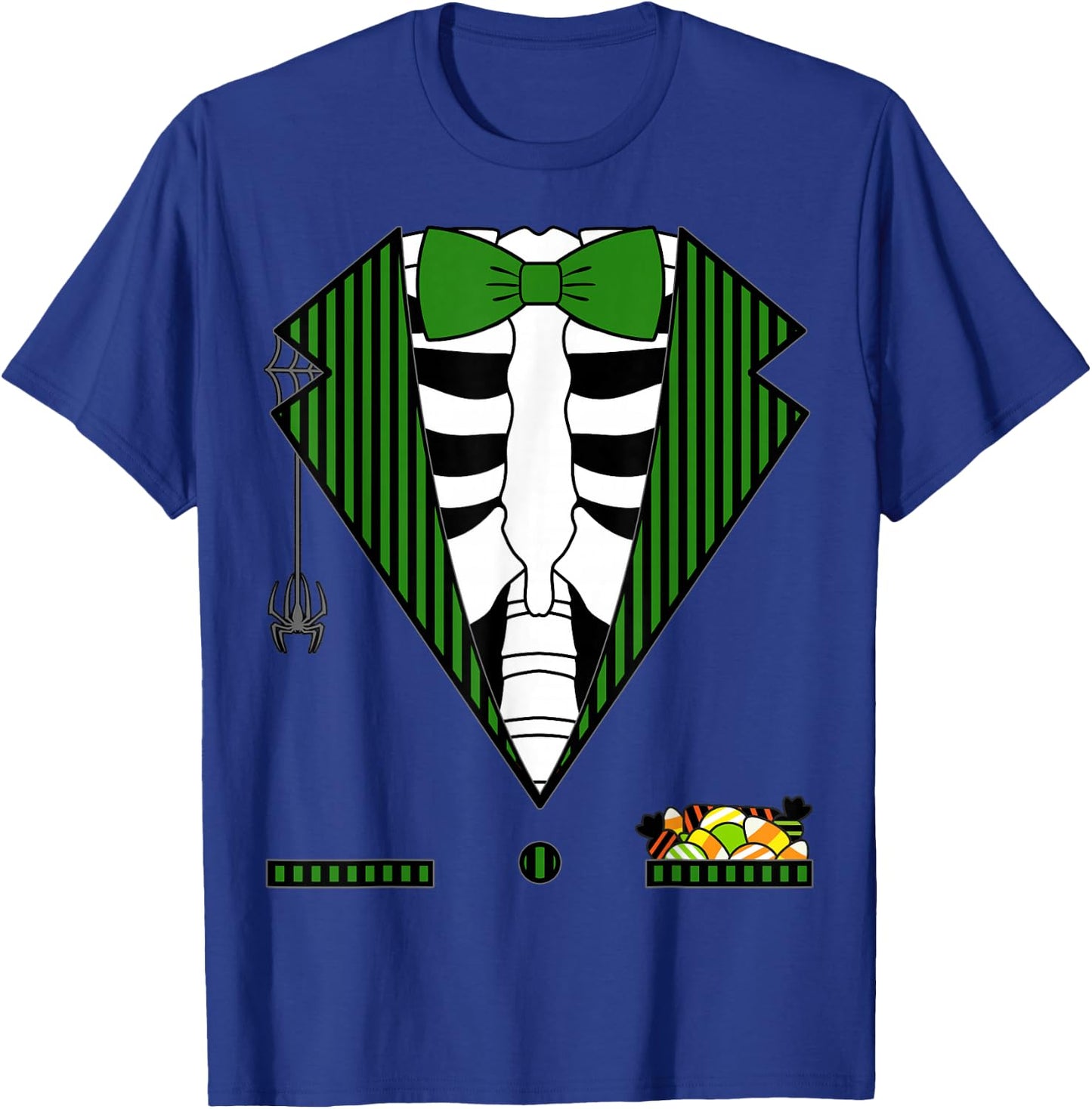 Easy Halloween Costume Shirts Green Striped Skeleton Tuxedo T-Shirt - T-Shirt | Royal