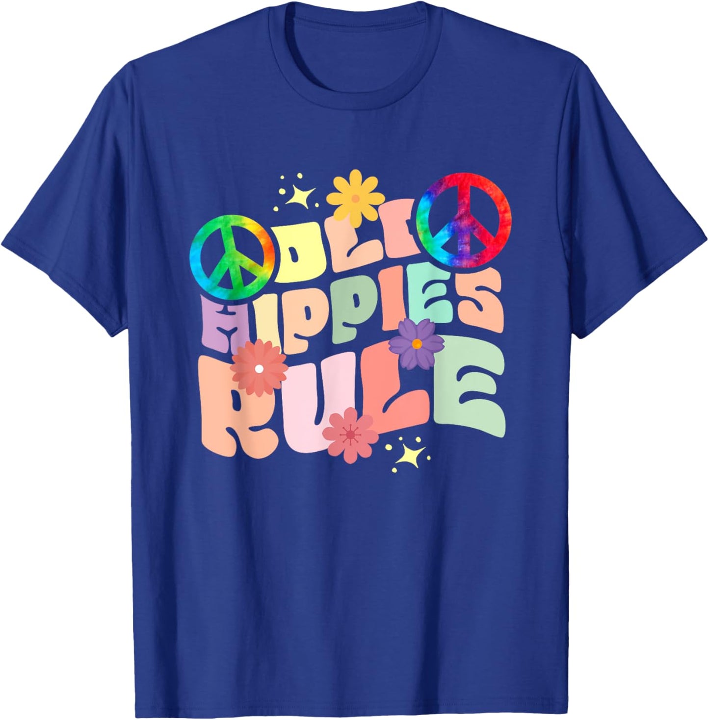 Funny Old Hippies Rule | Peace Sign | Hippy T-Shirt - T-Shirt | Royal