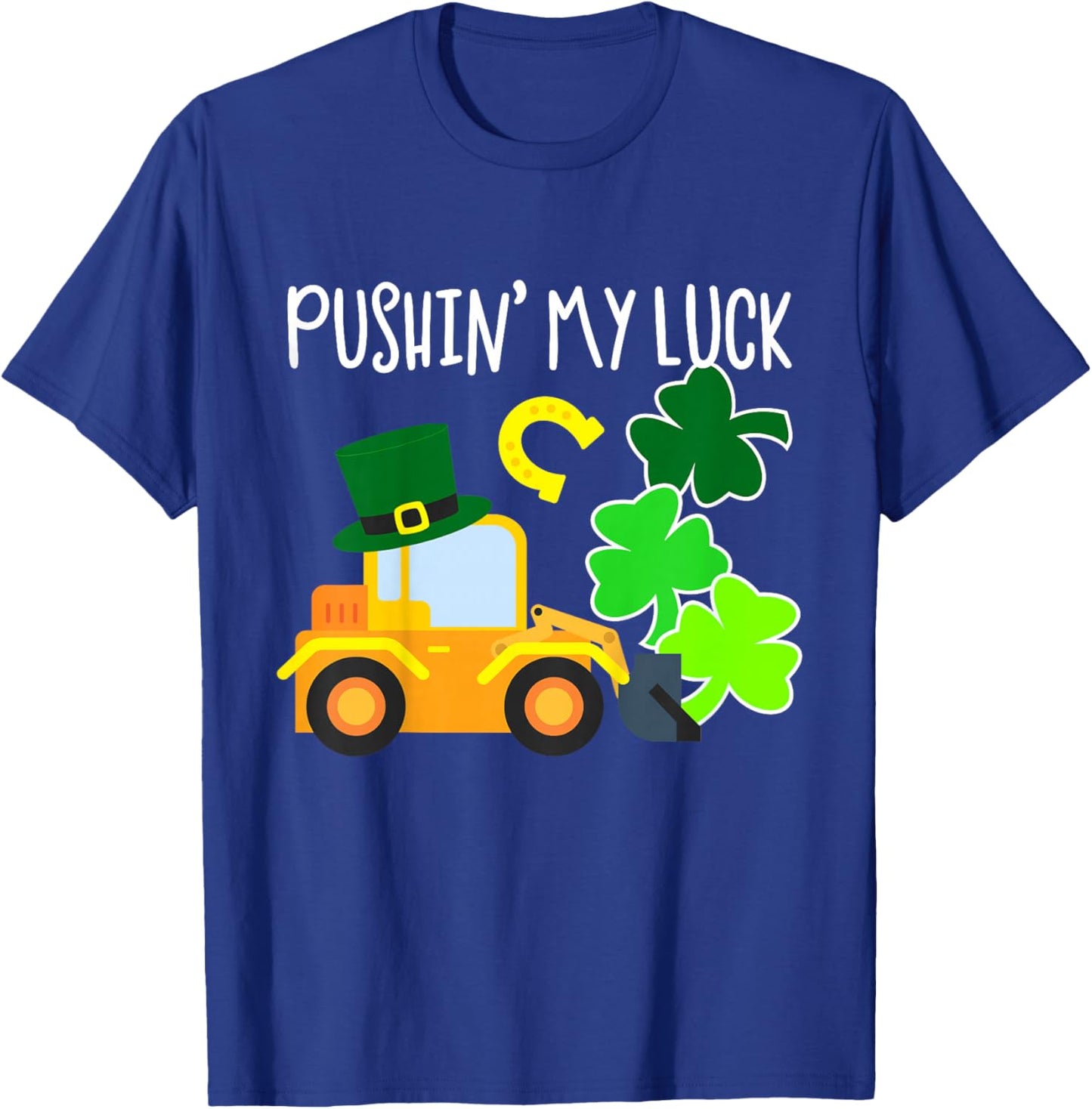 Pushing My Luck Toddler Boy Tractor St Patricks Day Truck T-Shirt - T-Shirt | Royal