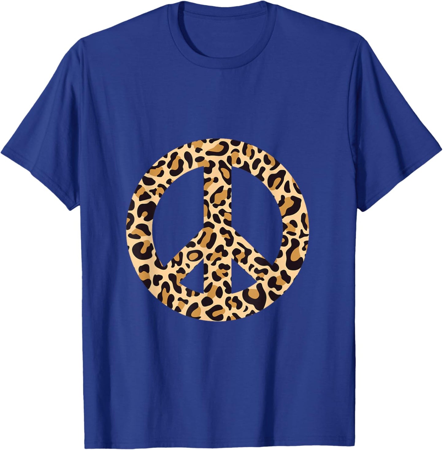 Leopard Pattern PEACE SIGN T-Shirt - T-Shirt | Royal