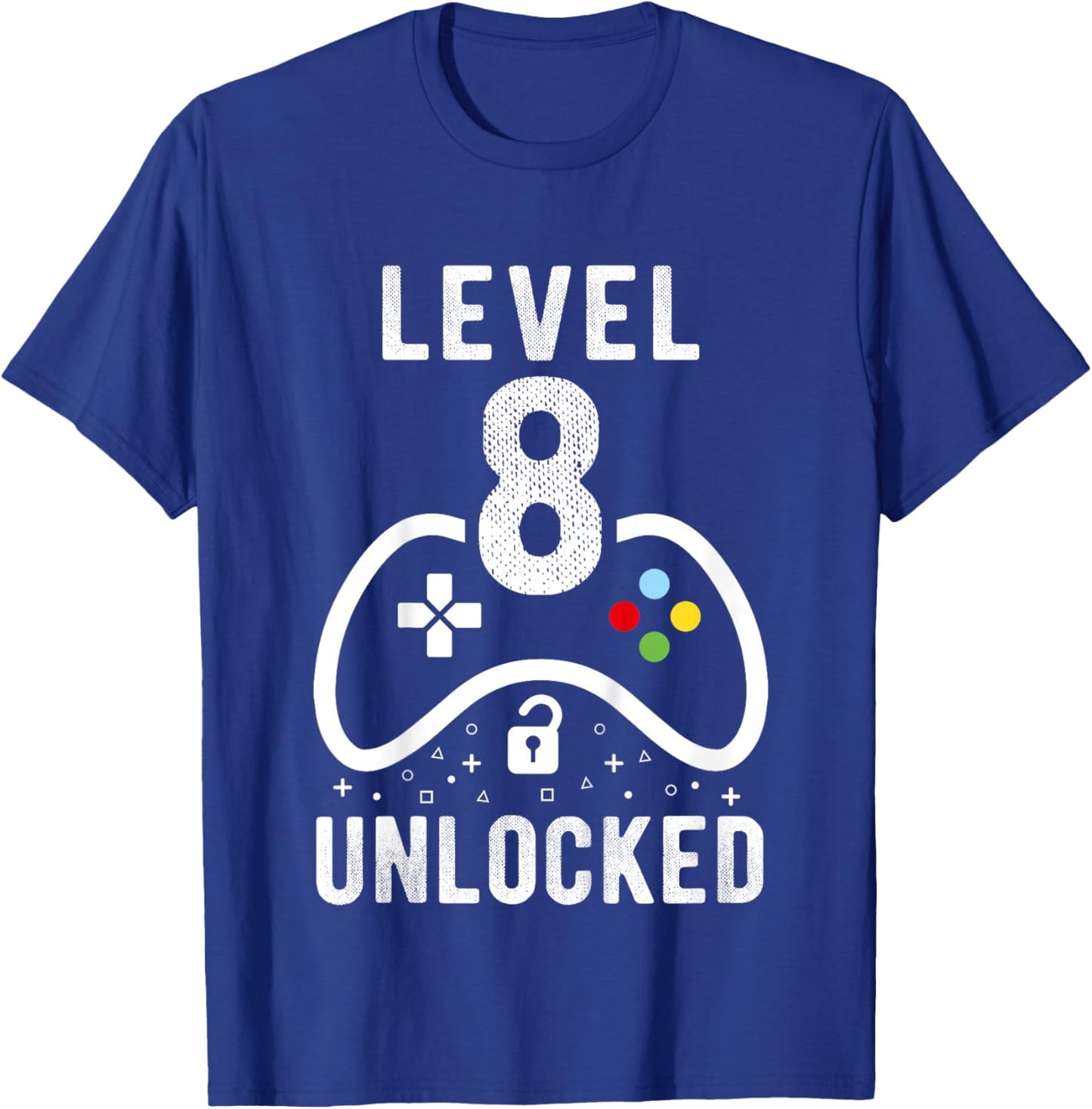Level 8 Unlocked Video Game 8th Birthday Gift T-Shirt - T-Shirt | Royal