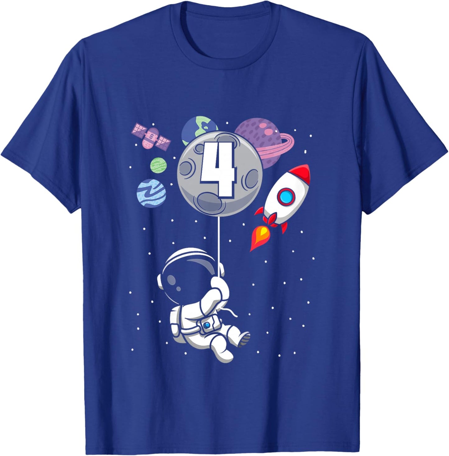 4 Years Old Boy 4th Birthday Gift Bday Astronaut T-Shirt - T-Shirt | Royal