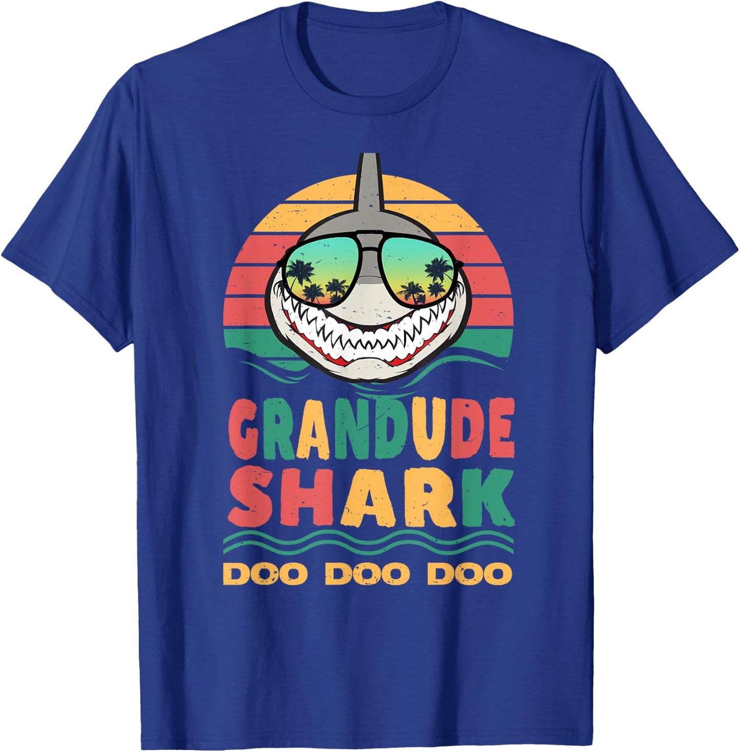 Grandude Shark Father's Day Papa Dad Grandpa Men Gift T-Shirt - T-Shirt | Royal