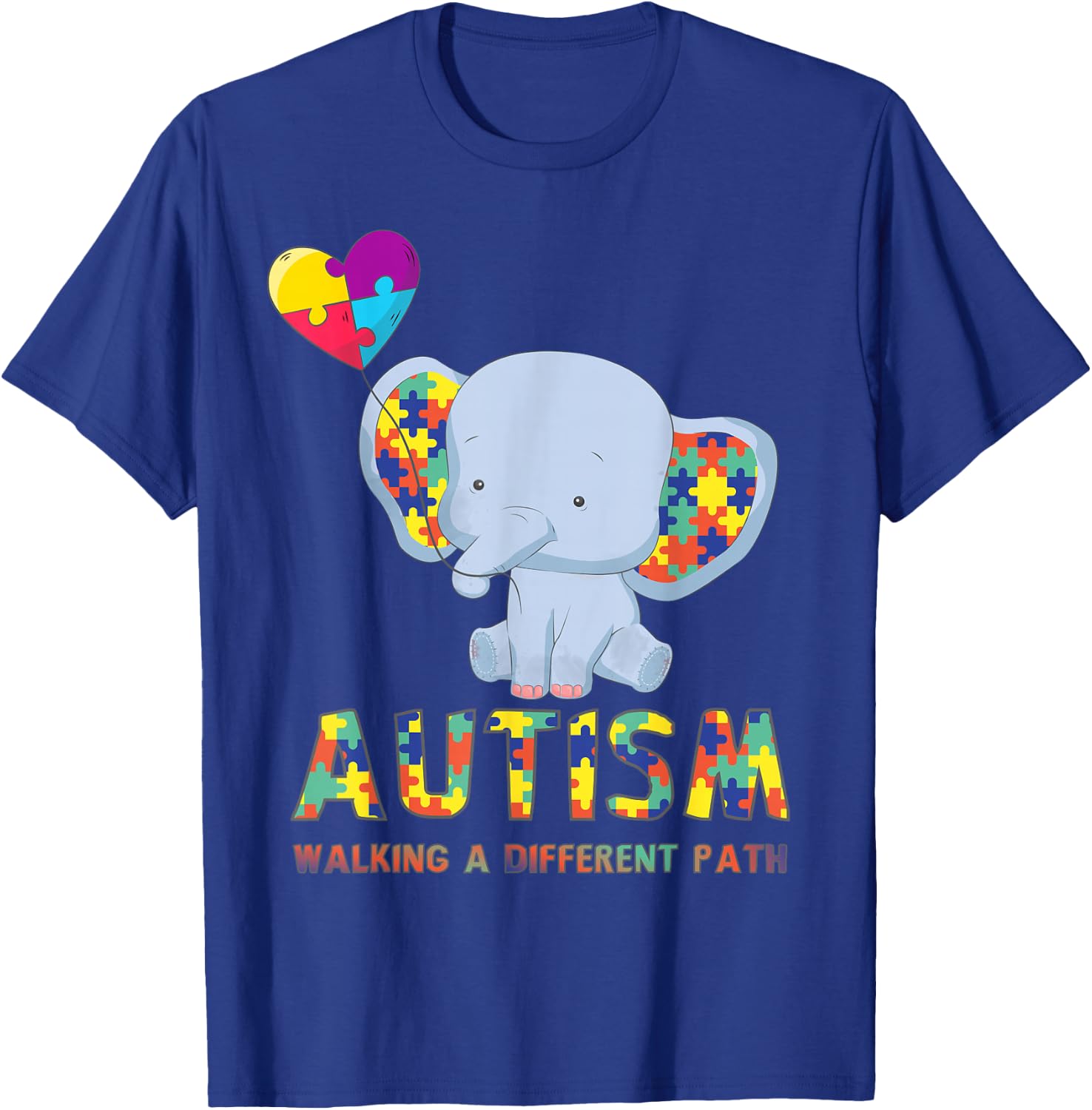 Autism Elephant Walking A Different Path T Shirt For Kids T-Shirt - T-Shirt | Royal
