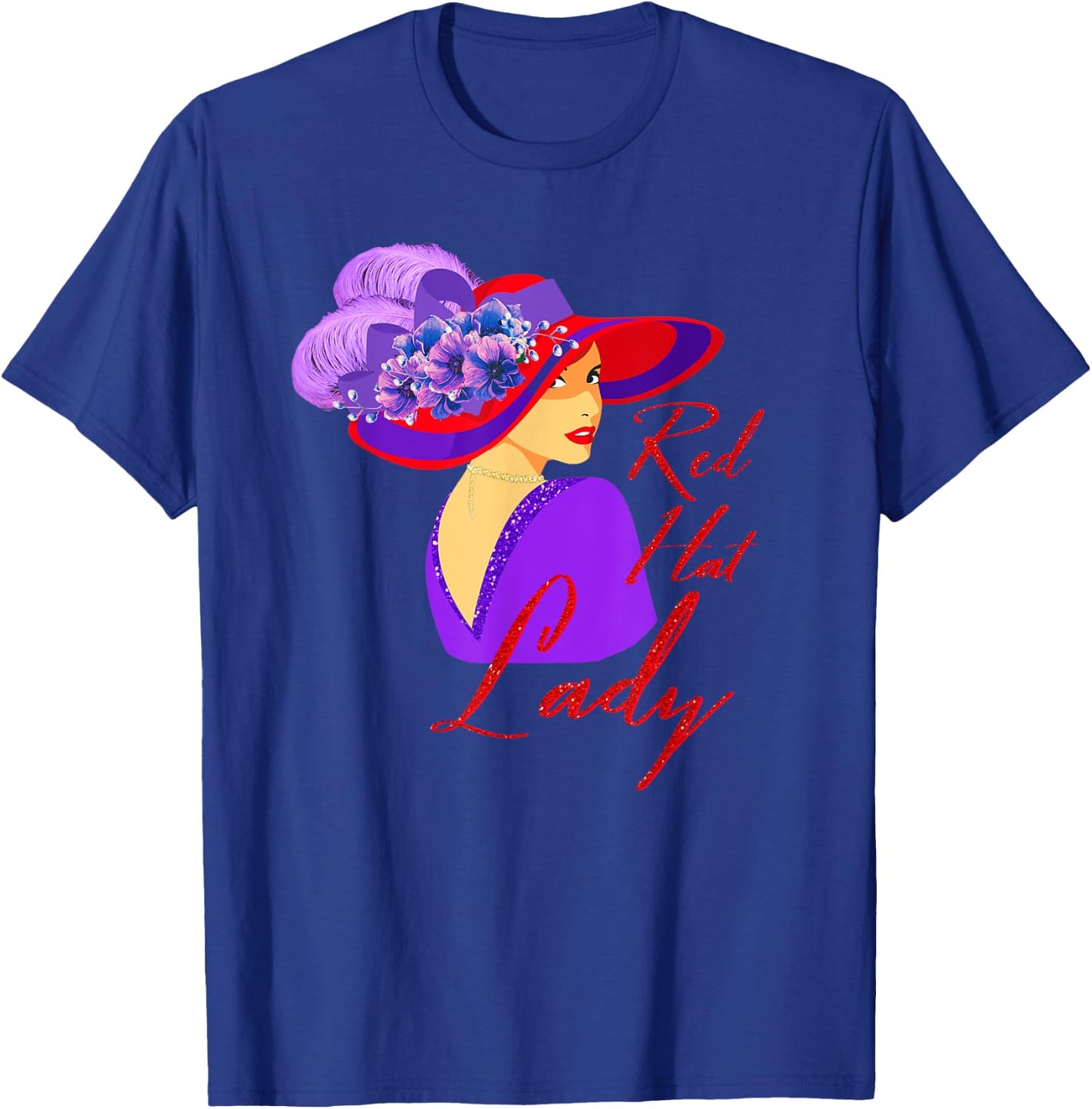 Red Hat Elegant Lady Vintage Style T-Shirt - T-Shirt | Royal