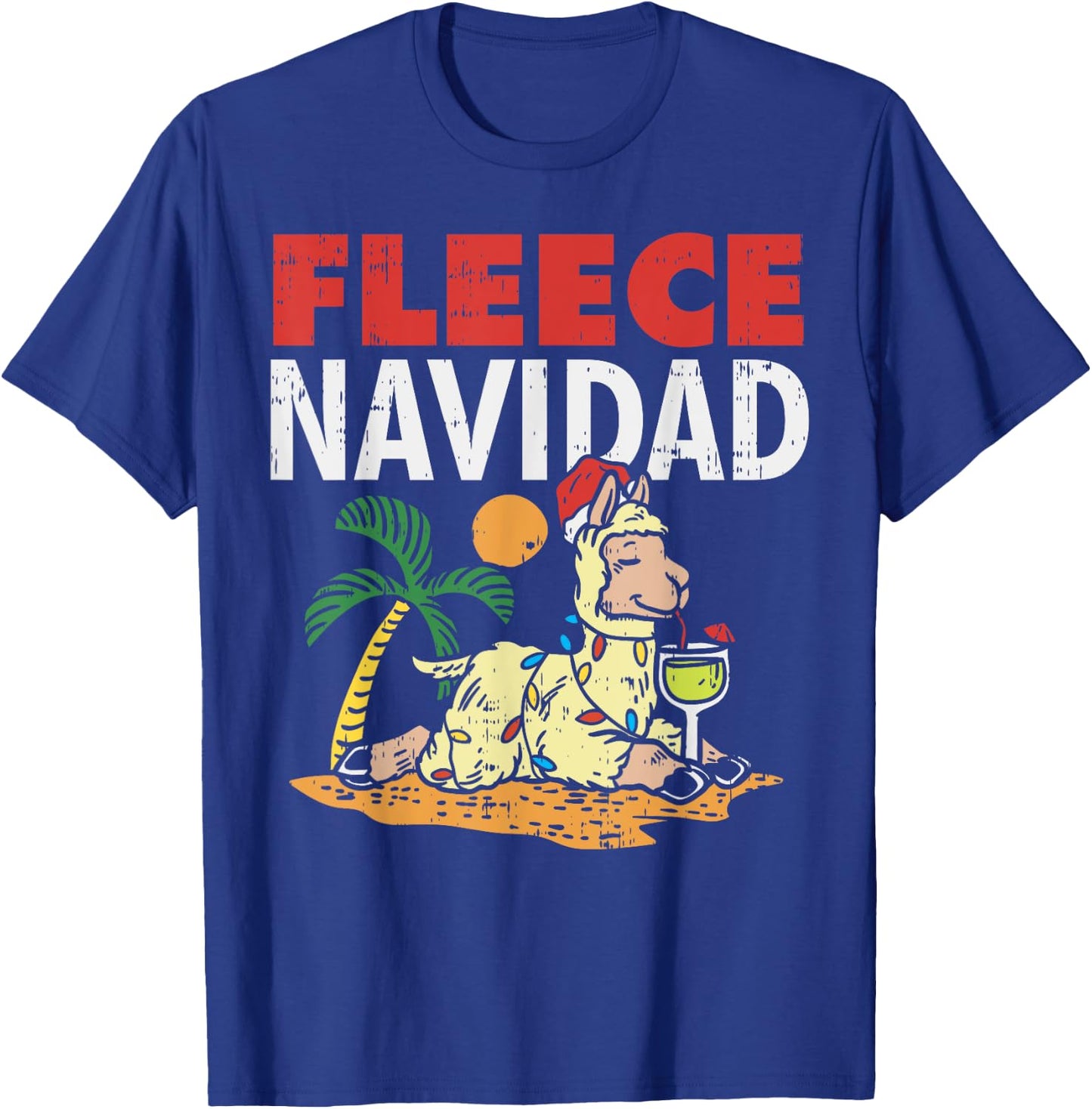 Fleece Navidad Summer Llama Funny Christmas In July Gift T-Shirt - T-Shirt | Royal