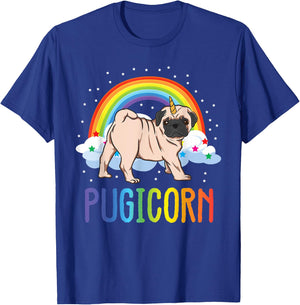 Pugicorn Pug Unicorn Space Galaxy Rainbow Girls Kids Gifts T-Shirt - T-Shirt | Royal