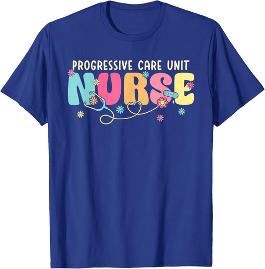 Progressive Care Unit Groovy PCU Nurse Emergency Room Nurse T-Shirt - T-Shirt | Royal