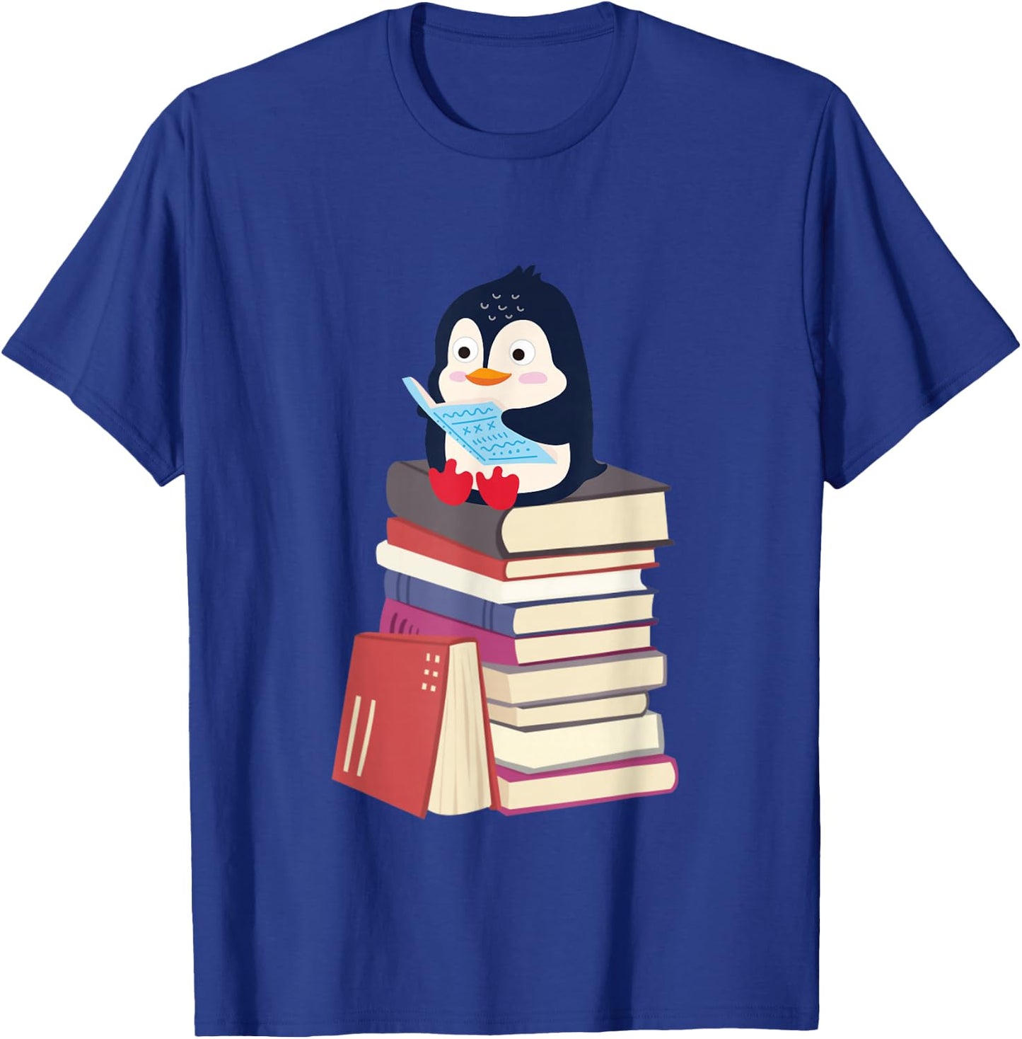 Teacher Librarian Kawaii Penguin, Book Lover Penguin T-Shirt - T-Shirt | Royal