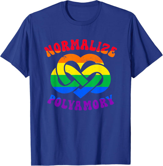 Normalize Polyamory | Infinity Heart | Polyamory Pride T-Shirt - T-Shirt | Royal