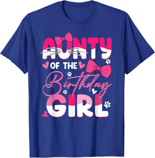 Aunty Of The Birthday Girl Cat Kitty Family Matching T-Shirt - T-Shirt | Royal