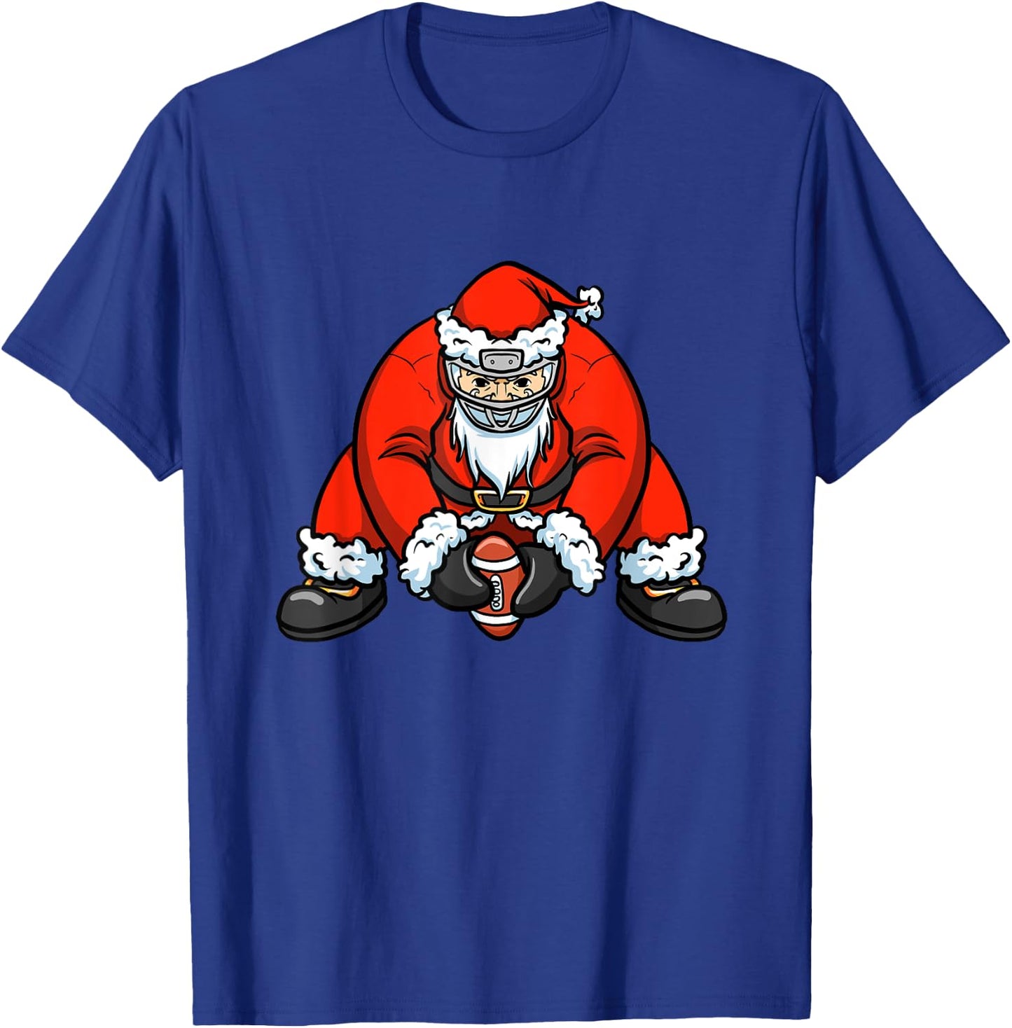 Christmas Boys Men Xmas Football Santa Claus Football T-Shirt - T-Shirt | Royal