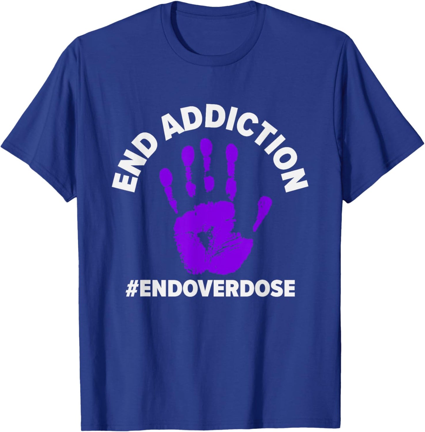 End Addiction | Purple Ribbon | Overdose Awareness T-Shirt - T-Shirt | Royal