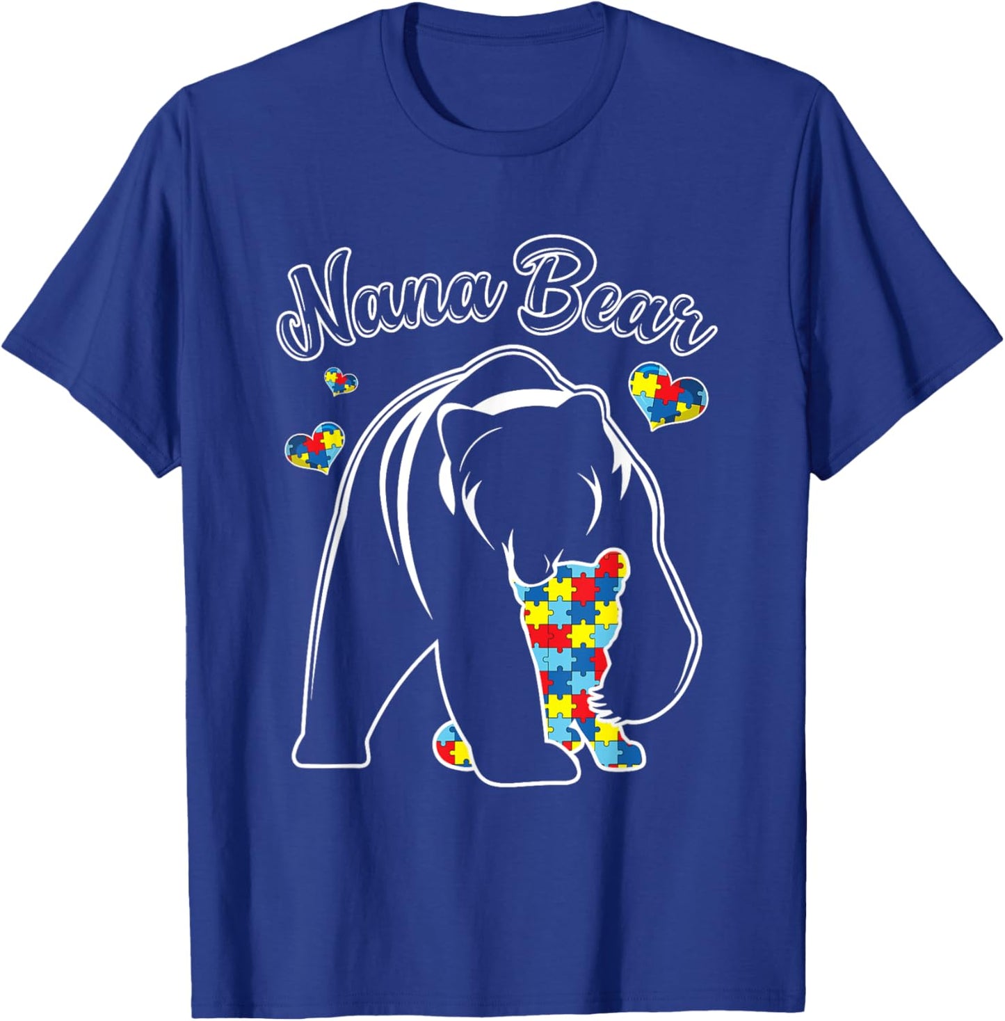 Cute Nana Bear Autism Awareness Autistic Family Lover T-Shirt - T-Shirt | Royal