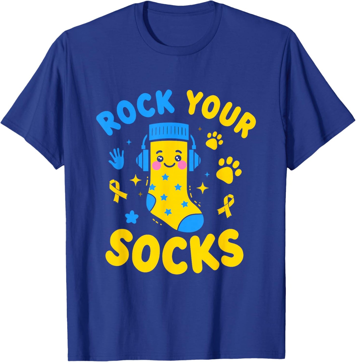 Rock Your Socks World Down Syndrome Awareness Kids Adults T-Shirt - T-Shirt | Royal