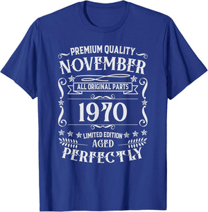 54th Birthday Legends Were Born In November 1970 T-Shirt - T-Shirt | Royal