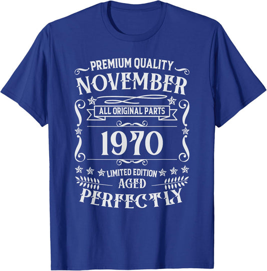 54th Birthday Legends Were Born In November 1970 T-Shirt - T-Shirt | Royal