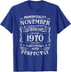 54th Birthday Legends Were Born In November 1970 T-Shirt - T-Shirt | Royal