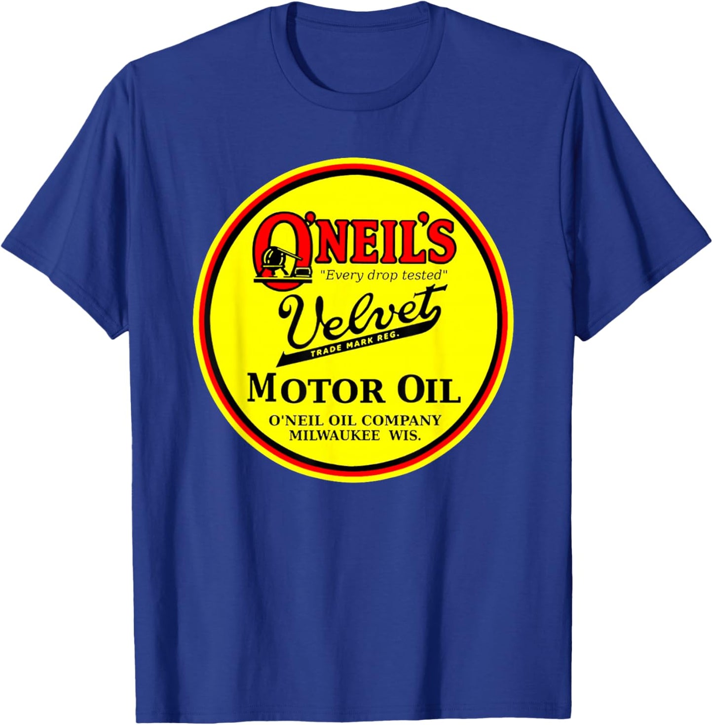 Retro Vintage Gas Station O'Neils Motor Oil Car Bikes Garage T-Shirt - T-Shirt | Royal