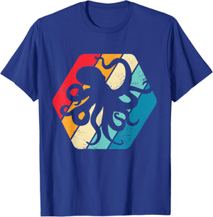 Krake Tintenfisch Octopus Ozean Meer Retro T-Shirt - T-Shirt | Royal