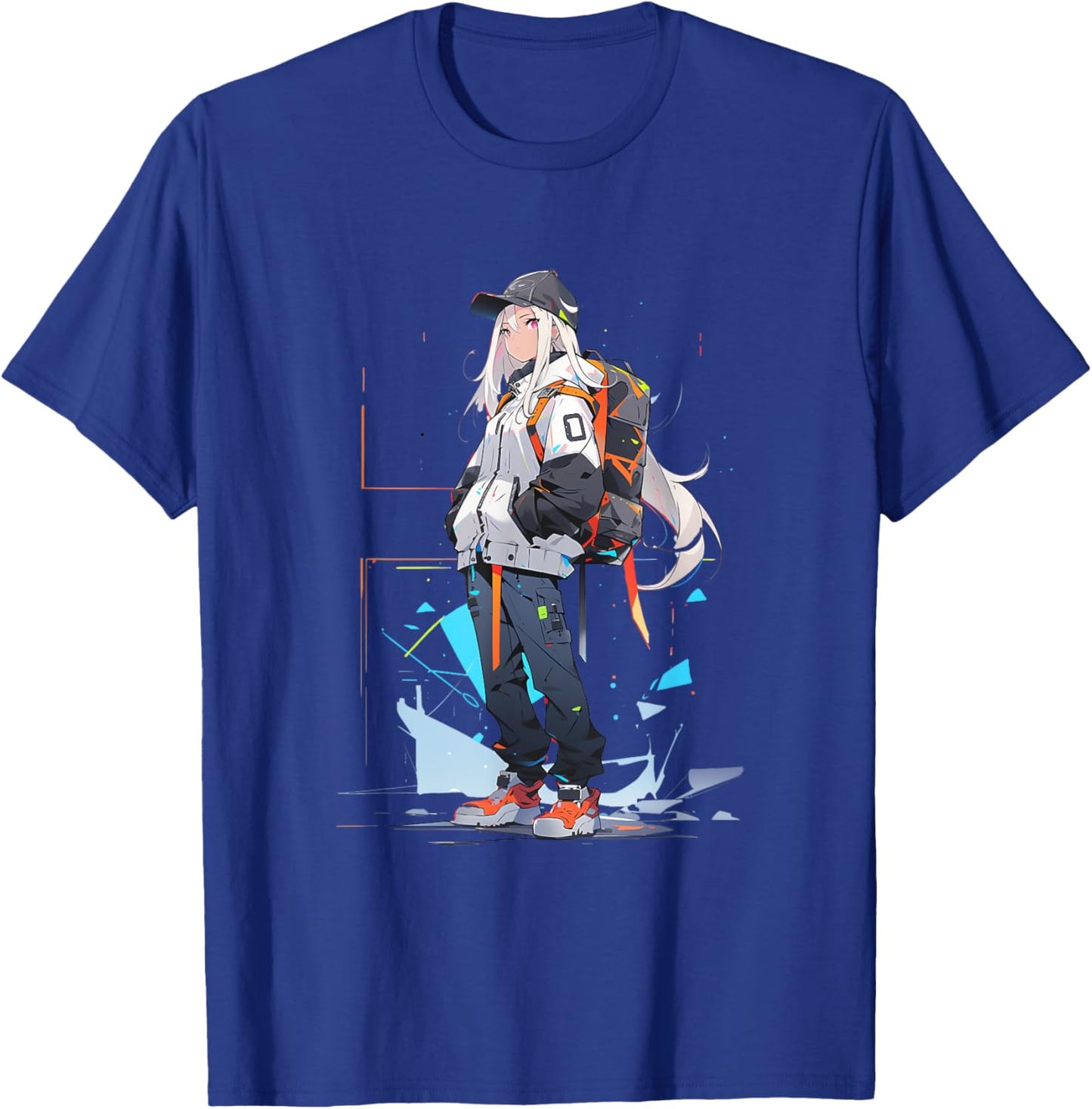 Anime Girl Anime Otaku Japanese Aesthetic | Cyberpunk T-Shirt - T-Shirt | Royal