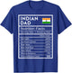 Indian Dad Nutrition Facts National Pride Gift Dad T-Shirt - T-Shirt | Royal