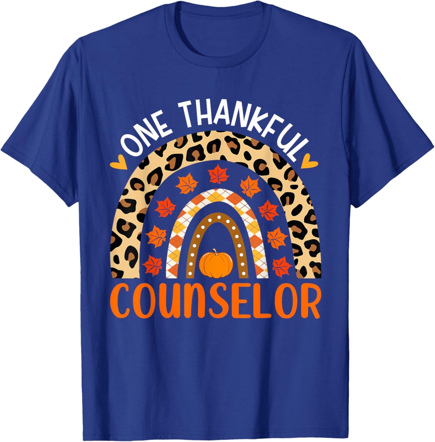 One Thankful Counselor Thanksgiving Rainbow Counselor Fall T-Shirt - T-Shirt | Royal