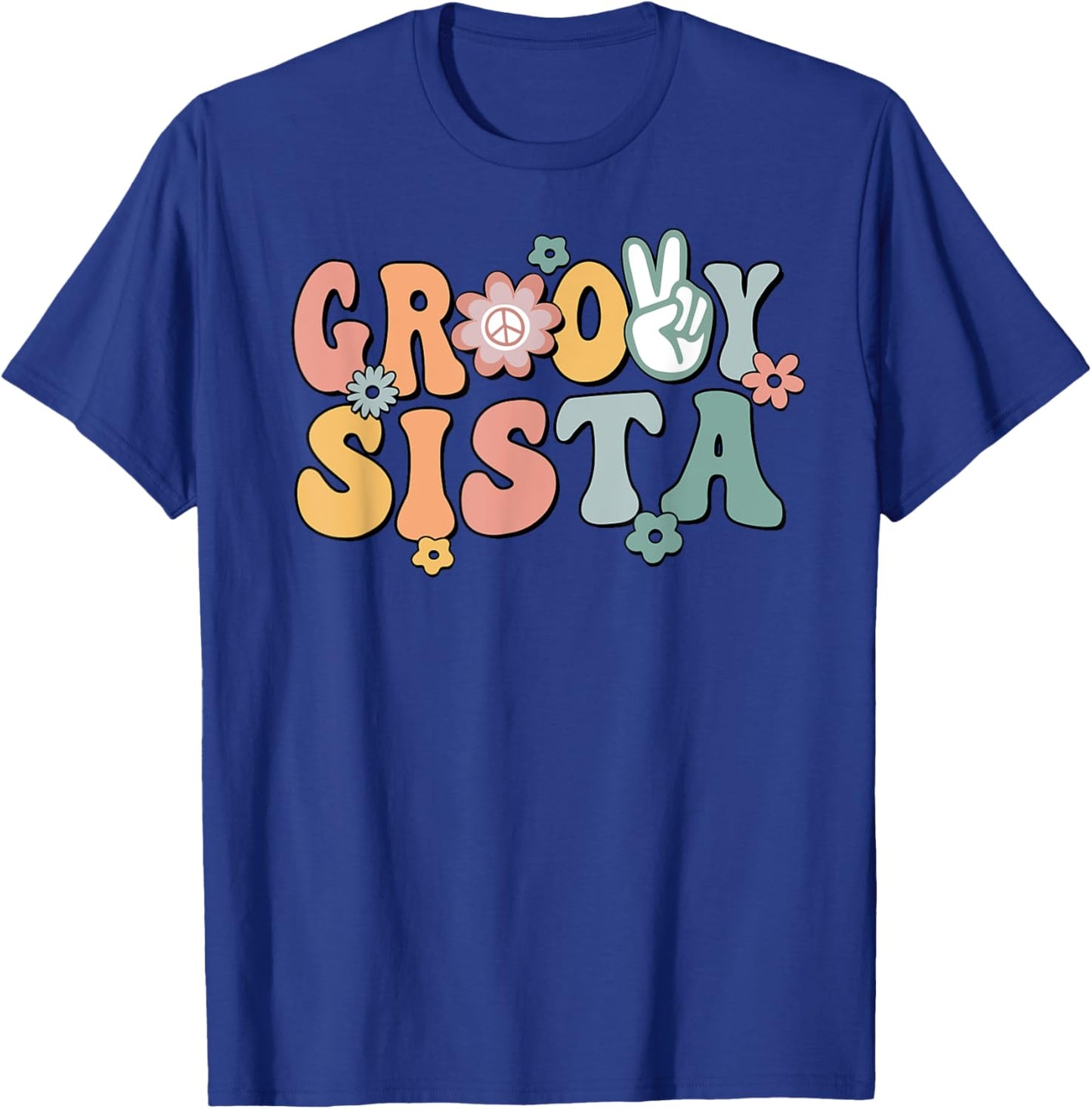 Groovy Sista Retro Sister Matching Family 1st Birthday Party T-Shirt - T-Shirt | Royal