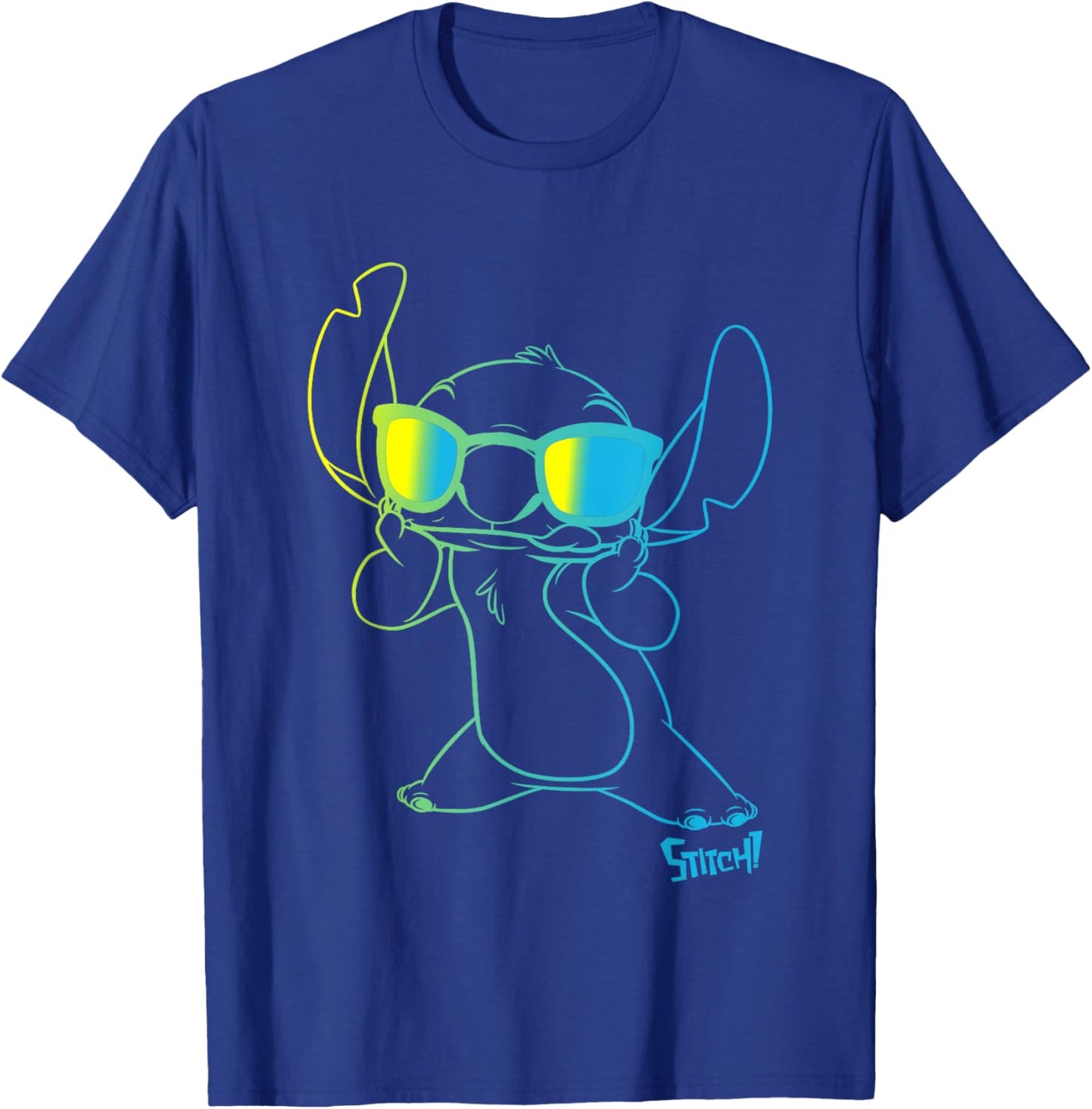 Disney Lilo & Stitch Cool Stitch Neon Outline Chest Portrait T-Shirt - T-Shirt | Royal