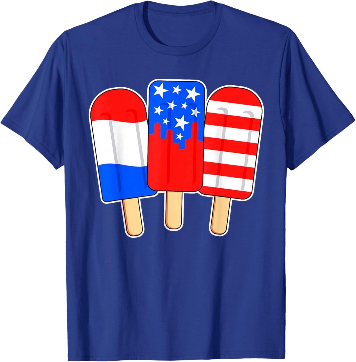 Retro Patriotic July 4th Popsicle Red White Blue Boys Girls T-Shirt - T-Shirt | Royal
