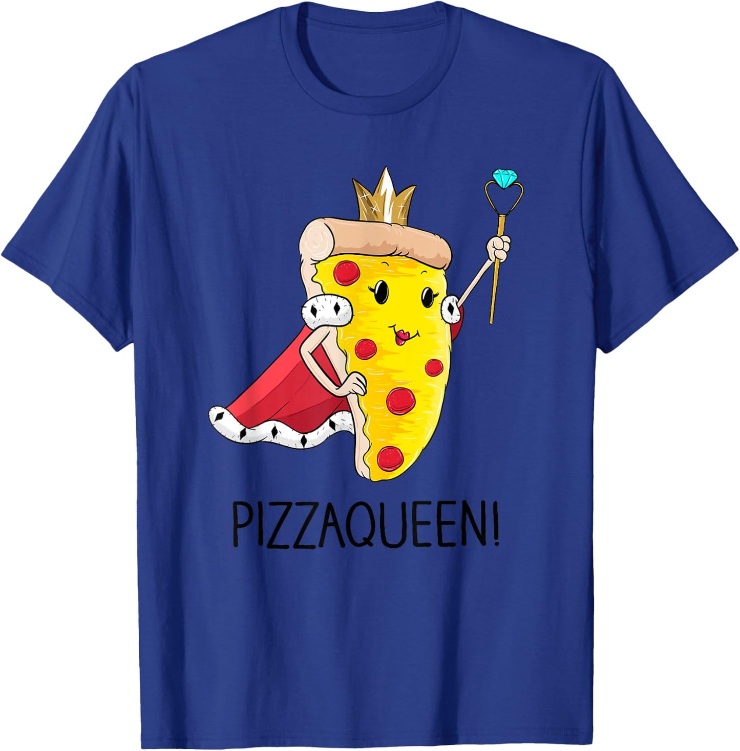 Kids Funny Pizza Queen Shirt Salami Pizza Fast Food Girl T-Shirt - T-Shirt | Royal
