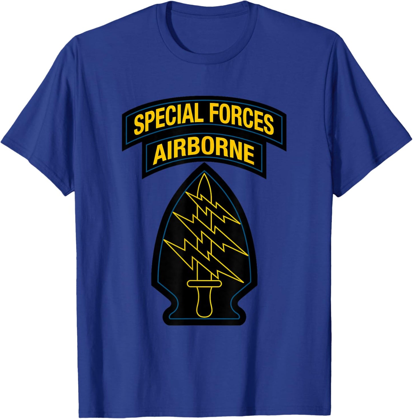 US Special Forces - SF Green Beret Patch & Tab Retro Colors T-Shirt - T-Shirt | Royal