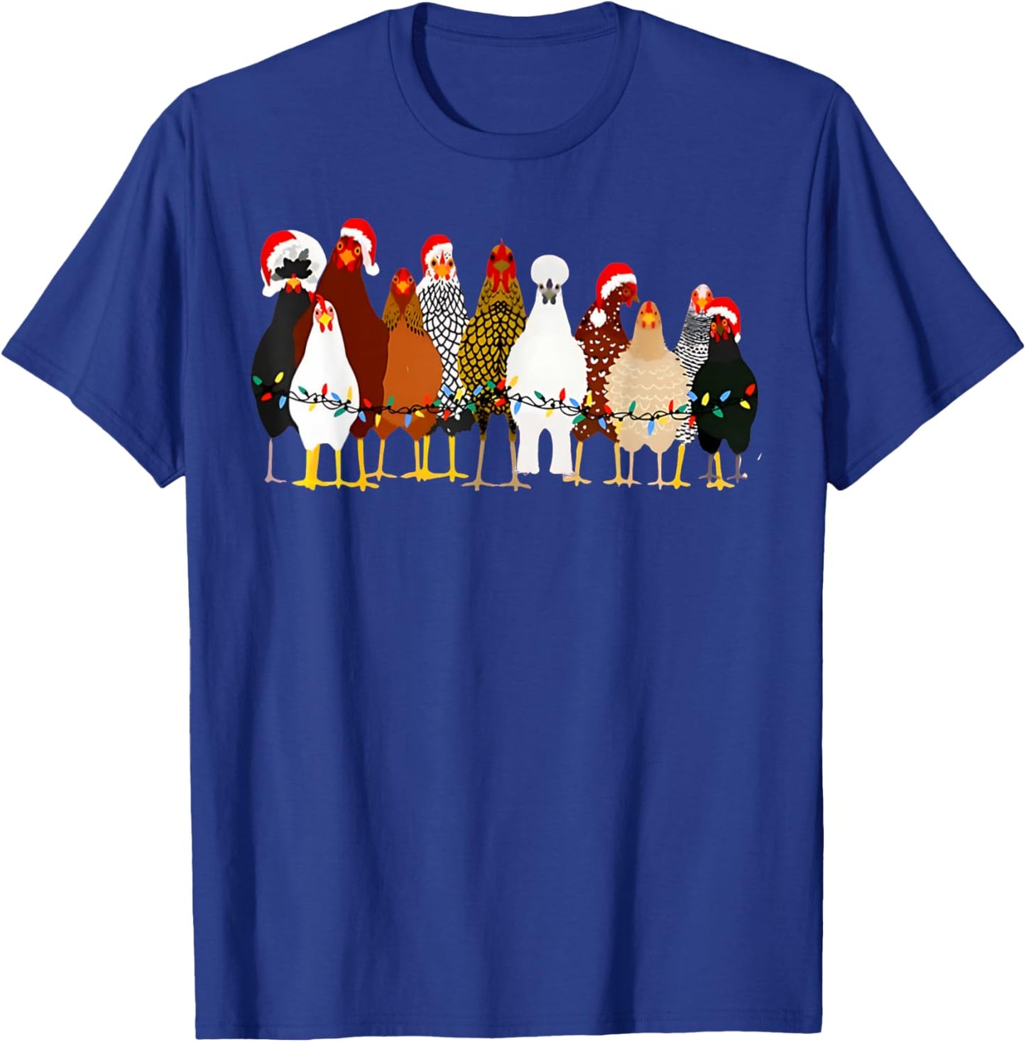 Cute Christmas Chickens Santa Farm Chickens Animals Pajamas T-Shirt - T-Shirt | Royal