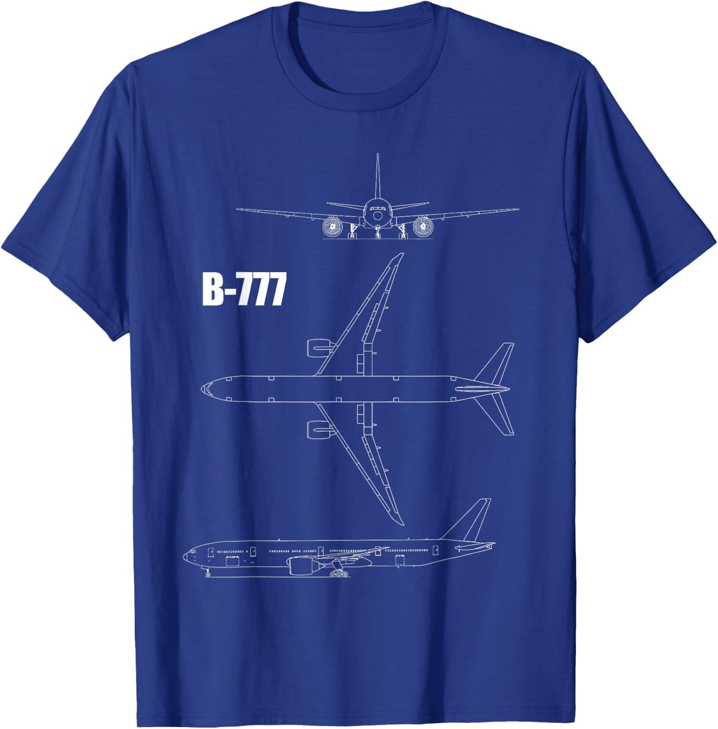B-777 Aircraft blueprint T-Shirt - T-Shirt | Royal