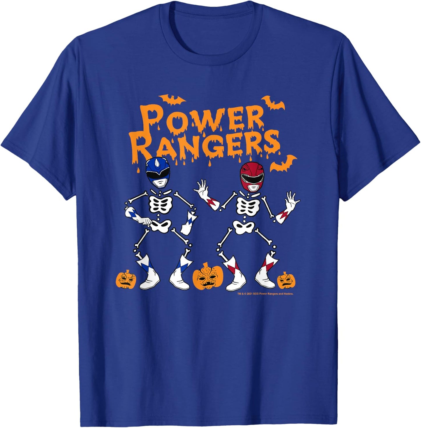 Power Rangers Halloween Blue & Red Skeletons T-Shirt - T-Shirt | Royal